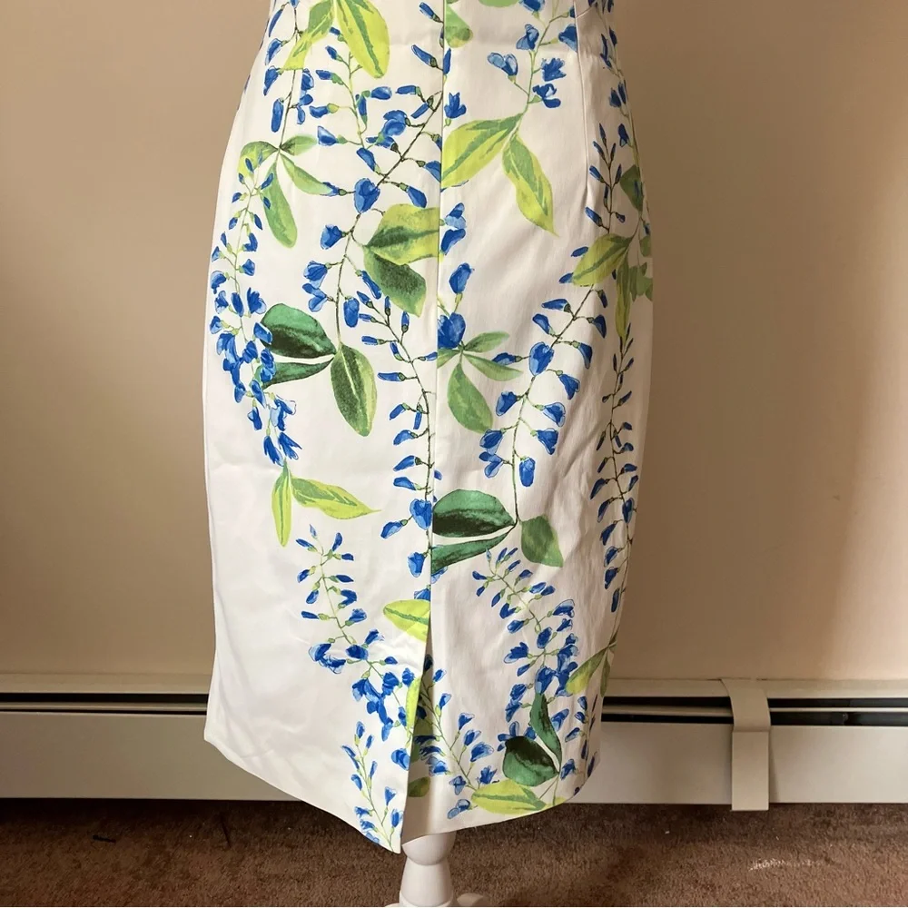 Karen Millen White Ivory Floral Wisteria Print Strappy Sheath Dress size 8 - Picture 5 of 11